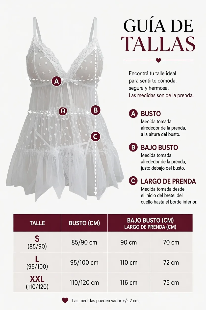 Camisolin Baby Doll de Tul "Novia" (AL215) Talle 80 al 103: imagen 2