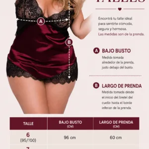 Camisolin Baby Doll "Mia" Puntilla y Raso (AL204) Talle 100 al 120: imagen 2